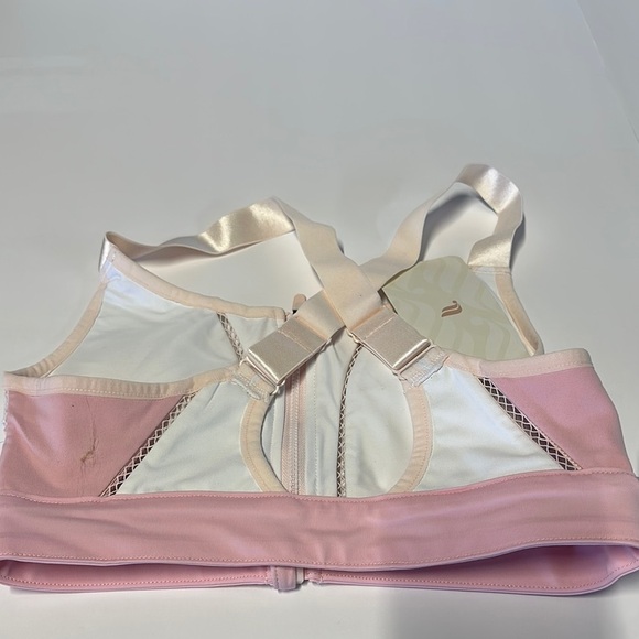 Fabletics White and Pink Crop Top with Front Zipper - Picture 5 of 7